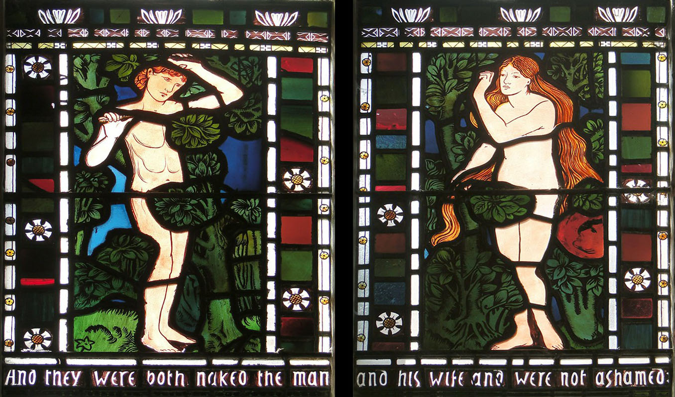 Burne-Jones Catalogue Raisonné | Adam; Eve stained glass All Saints church,  Selsley, Gloucestershire