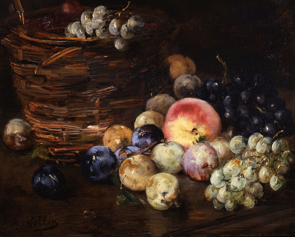 Leicester Galleries | Still Life of a Basket with Fruits on a Table